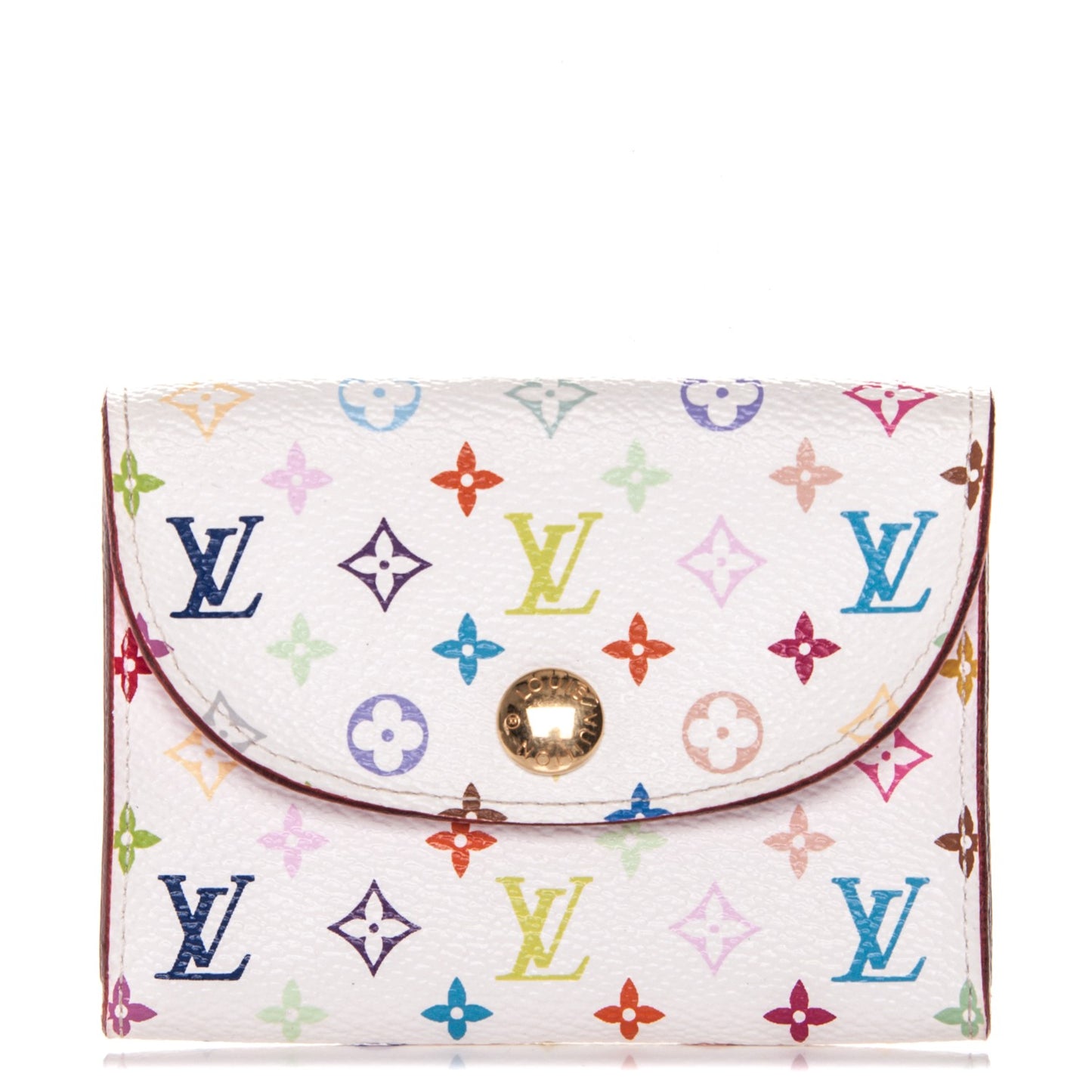 Monogram Multicolor Business Card Holder White Litchi