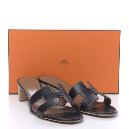 Hermes Calfskin Oasis Sandals 37.5 Black 10 of 10