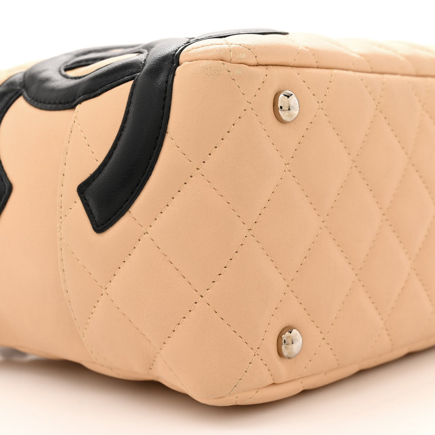 Calfskin Quilted Large Cambon Bowler Beige Black