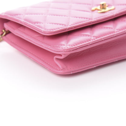 Chanel Lambskin Quilted CC Pearl Crush Wallet on Chain WOC Pink 5 of 9