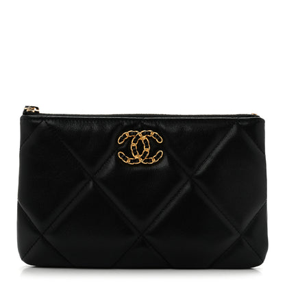 Chanel Goatskin Quilted Small Chanel 19 Cosmetic Case Black 1 of 8