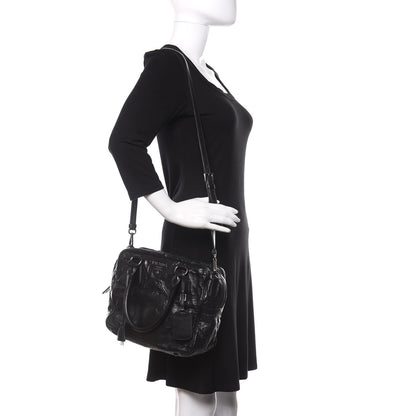 Prada Nappa Antique Shoulder Bag Black 2 of 12