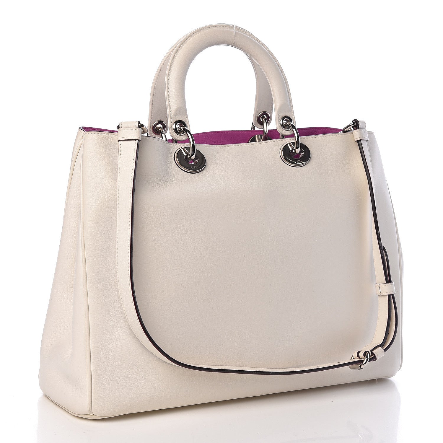 Christian Dior Smooth Calfskin Large Diorissimo Tote White 3 of 13