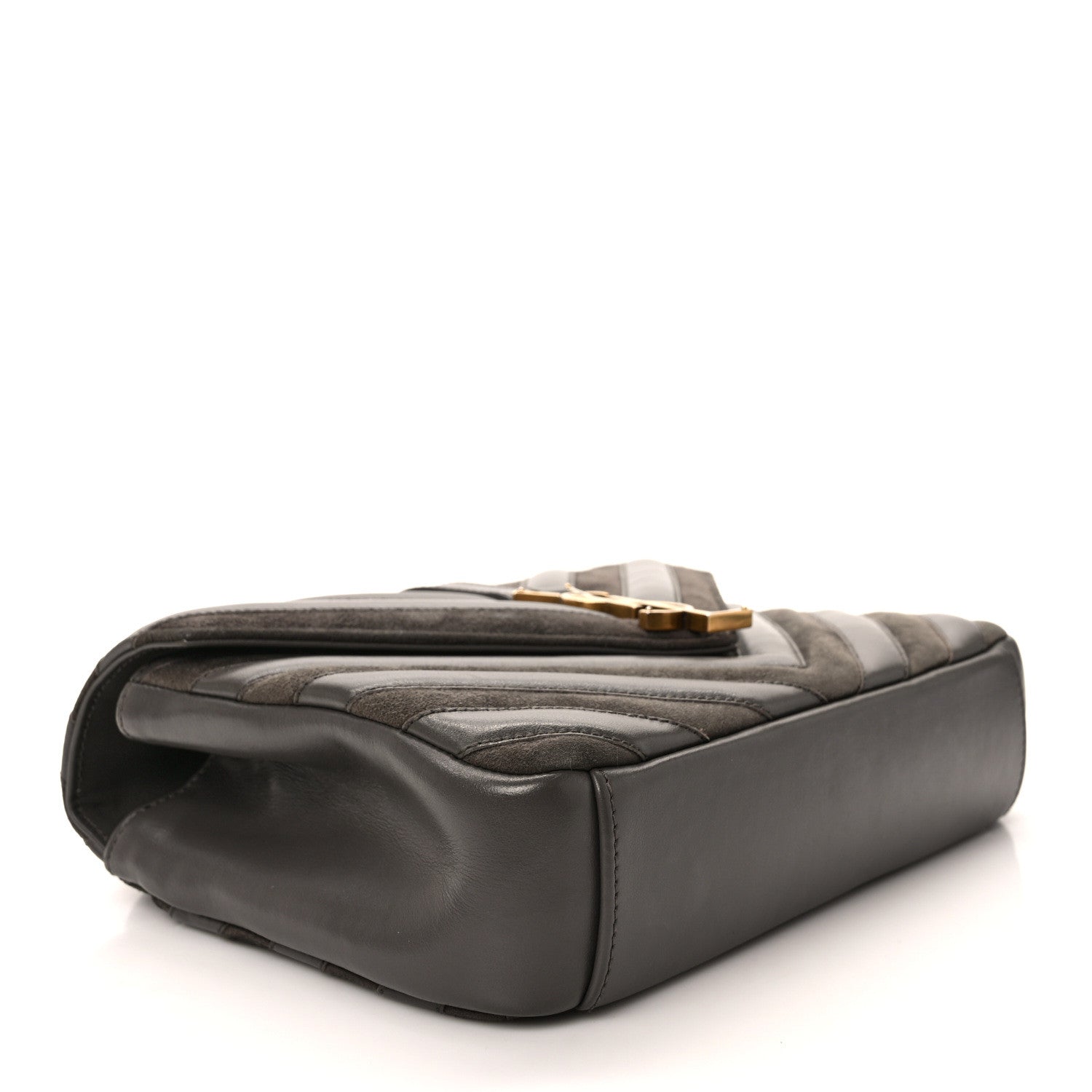 Saint Laurent Calfskin Suede Matelasse Chevron Medium Monogram College Bag Earth 4 of 9