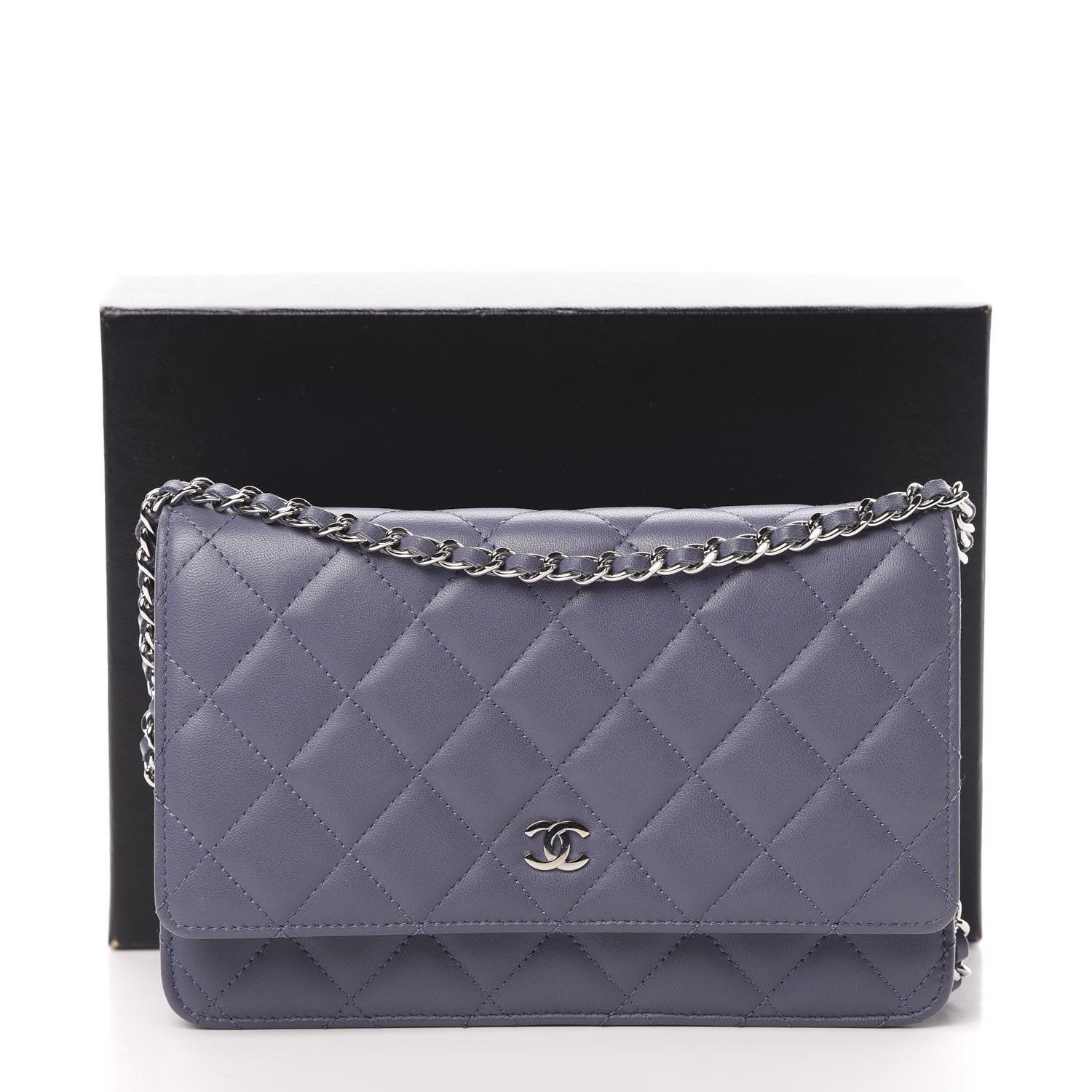 Chanel Lambskin Quilted Wallet On Chain WOC Purple 14 of 14