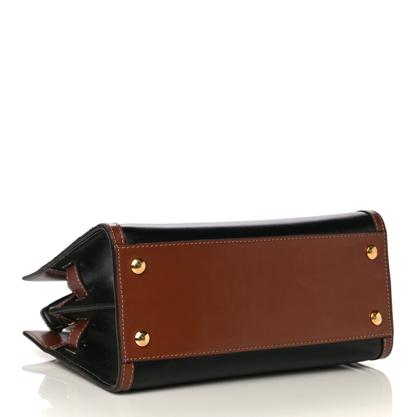 Calfskin Vintage Check Mini Two Handle Title Bag Black