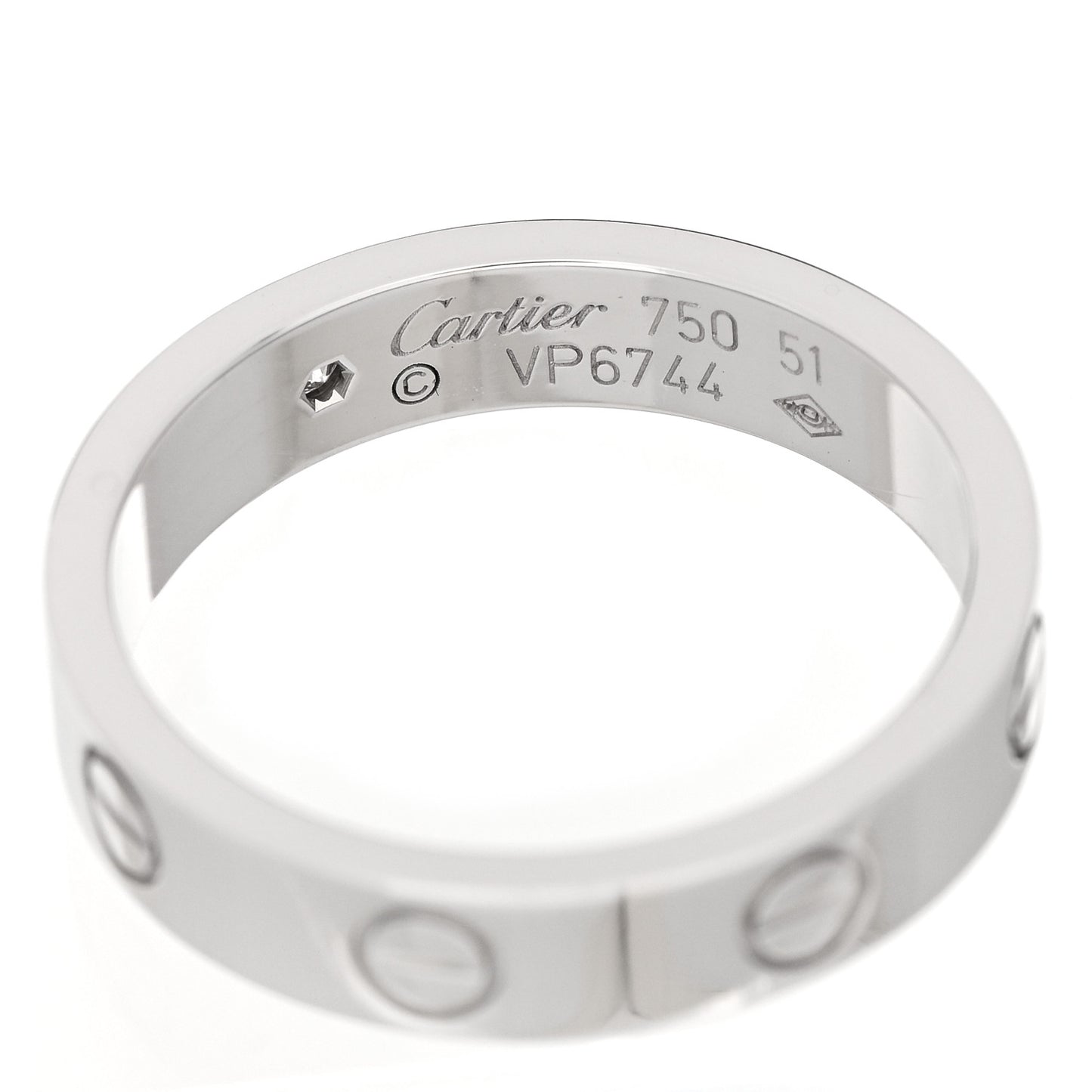18K White Gold Diamond 4mm LOVE Wedding Band Ring 51 5.75