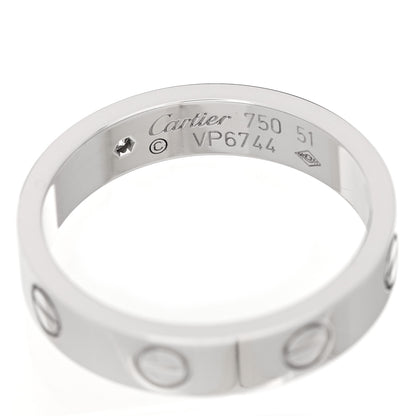 Cartier 18K White Gold Diamond 4mm LOVE Wedding Band Ring 51 5.75 4 of 4