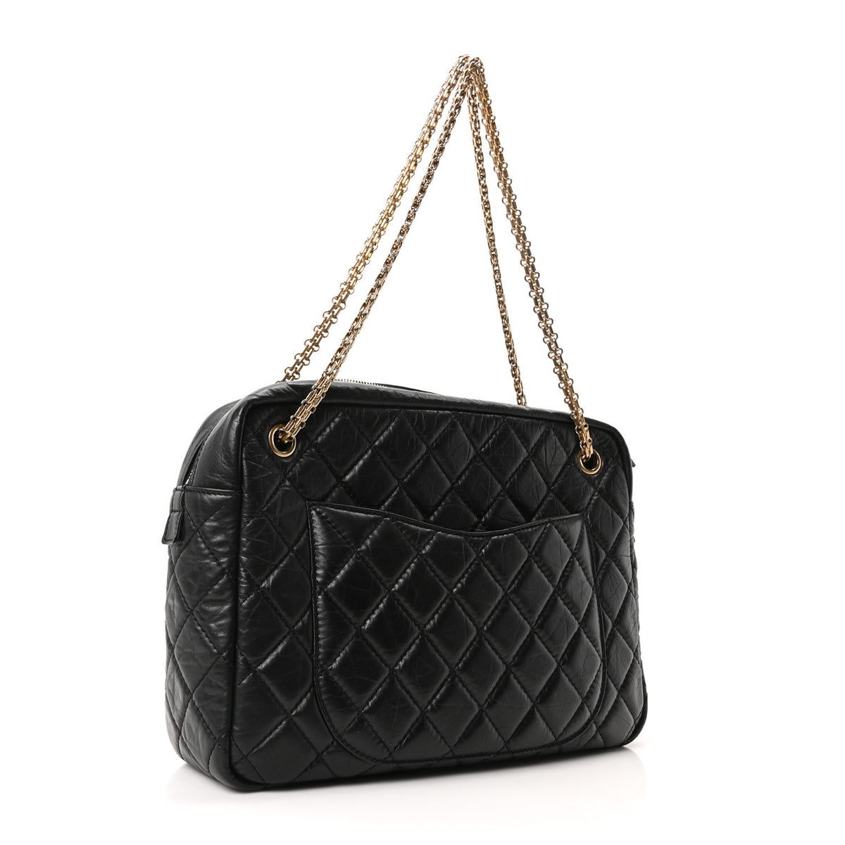Aged Calfskin Quilted Large Reissue Camera Case Black Black
