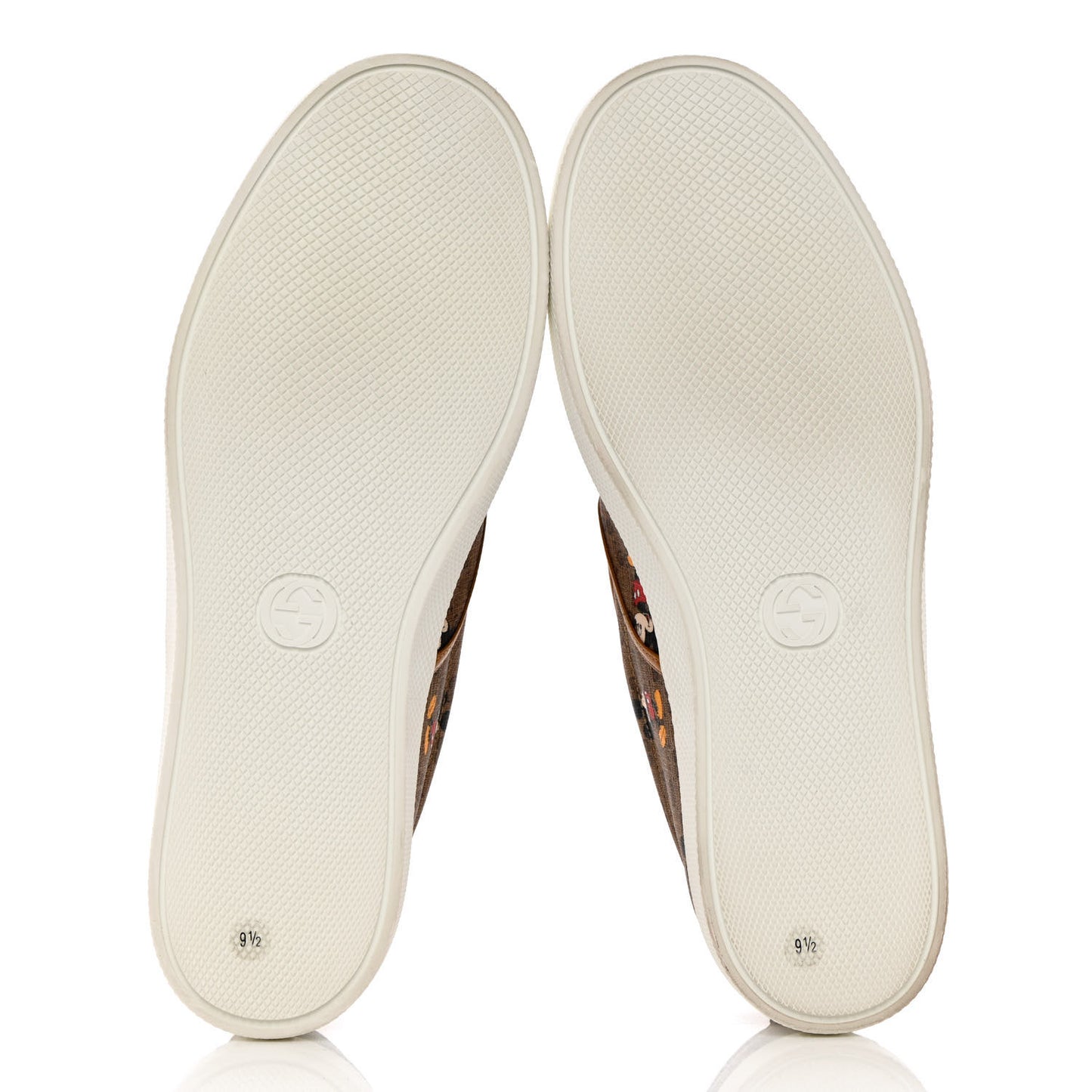 X DISNEY Mini Vintage GG Supreme Monogram Mickey Mouse Mens Slip-On Sneakers 9.5 Beige Vintage Sun Oil
