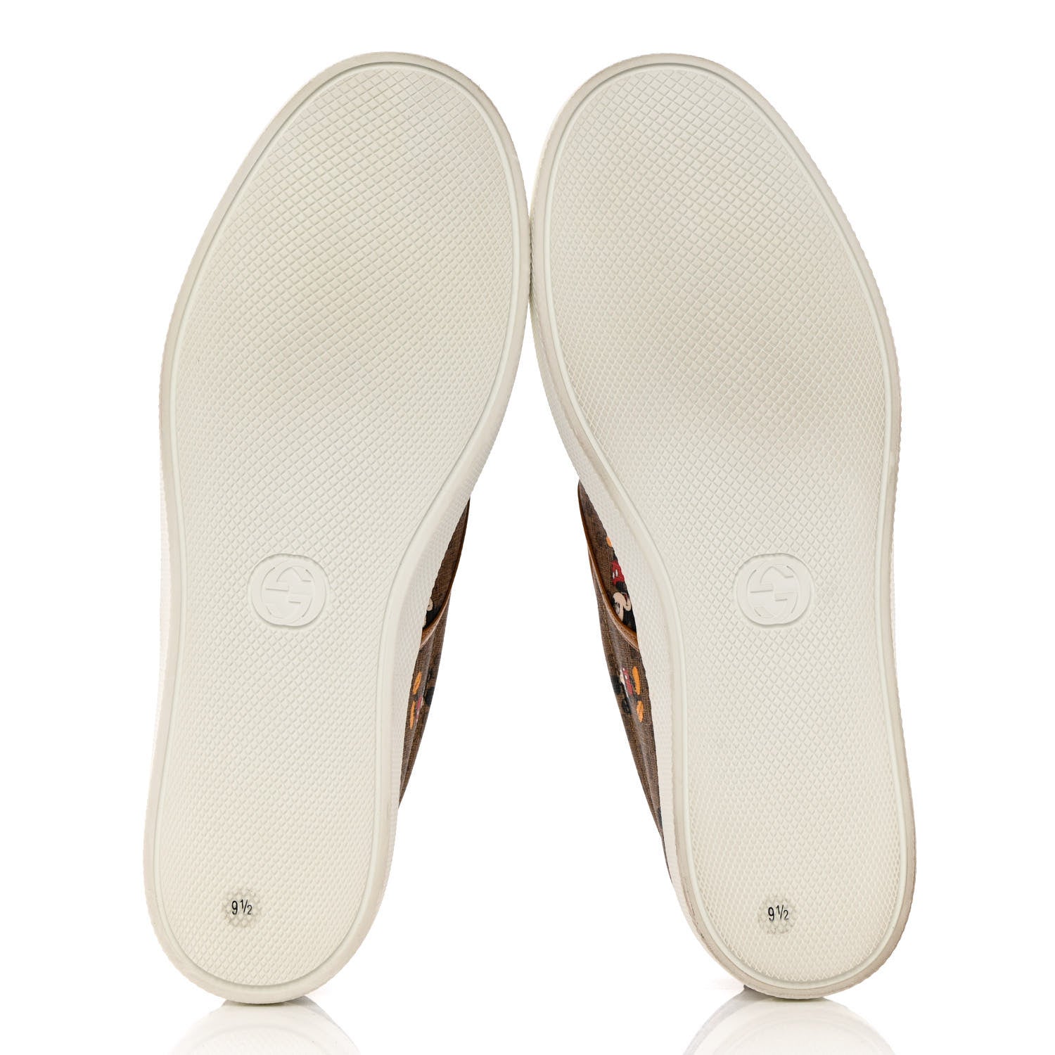 Gucci X DISNEY Mini Vintage GG Supreme Monogram Mickey Mouse Mens Slip-On Sneakers 9.5 Beige Vintage Sun Oil 5 of 9