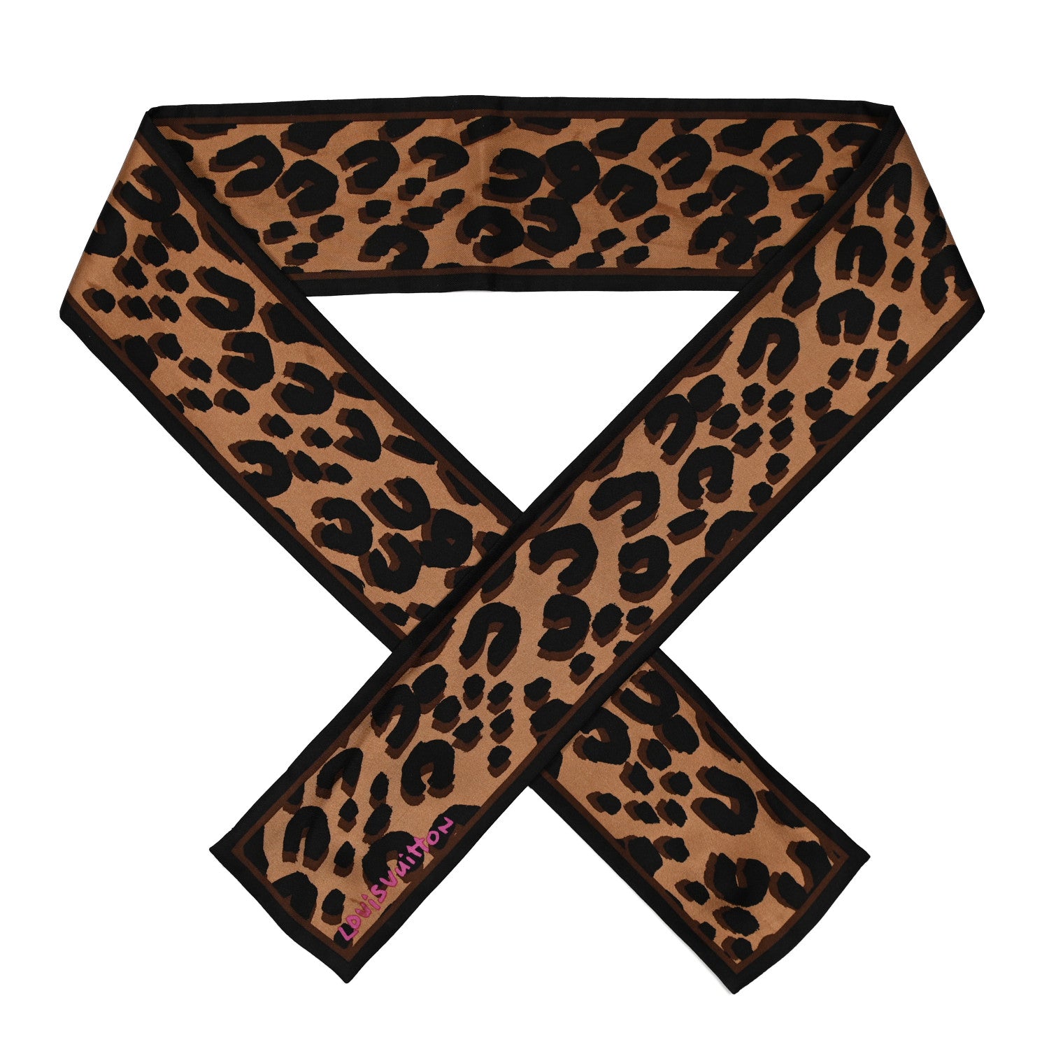 Louis Vuitton Silk Leopard Bandeau Scarf Marron 1 of 8