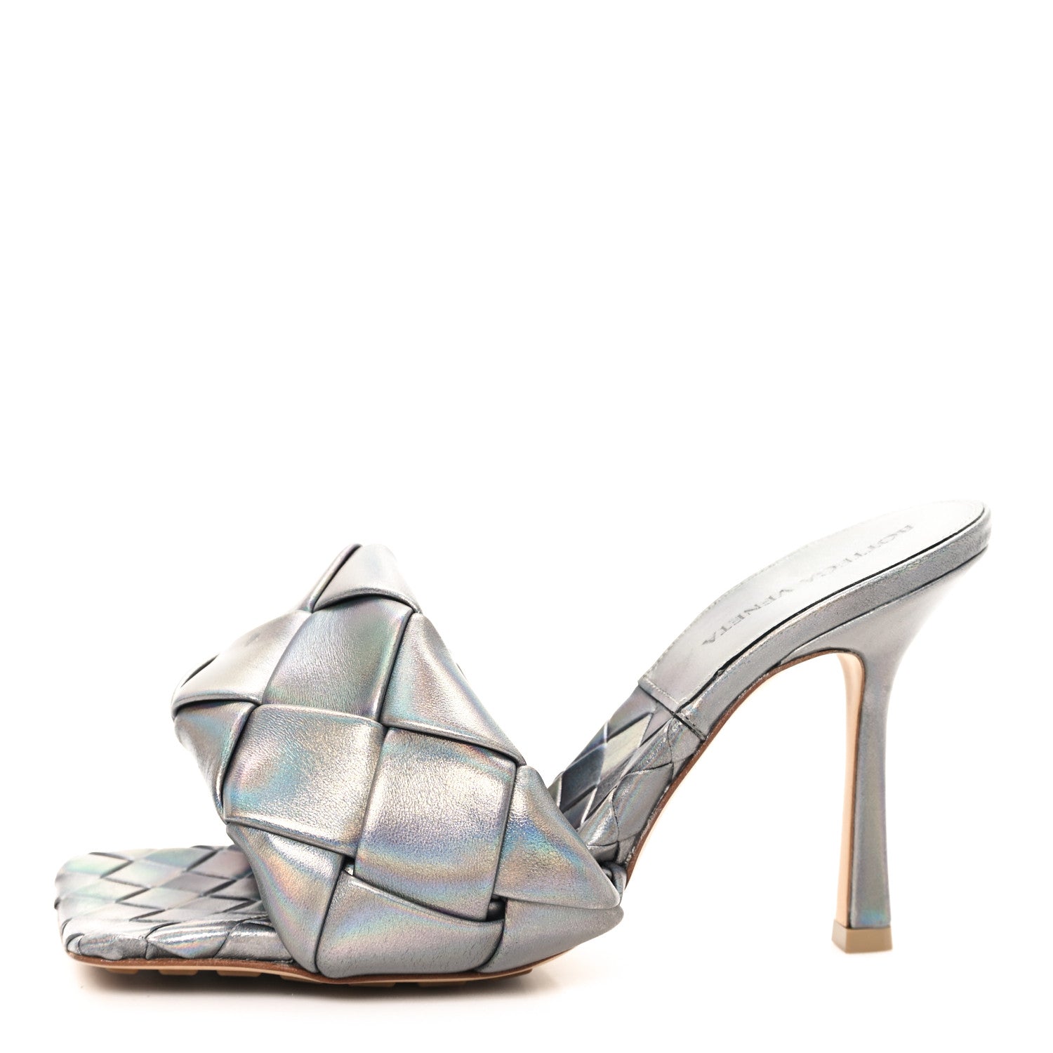 Bottega Veneta Laser Nappa Maxi Intrecciato Lido 90mm Mule Sandals 37 Oyster 1 of 9