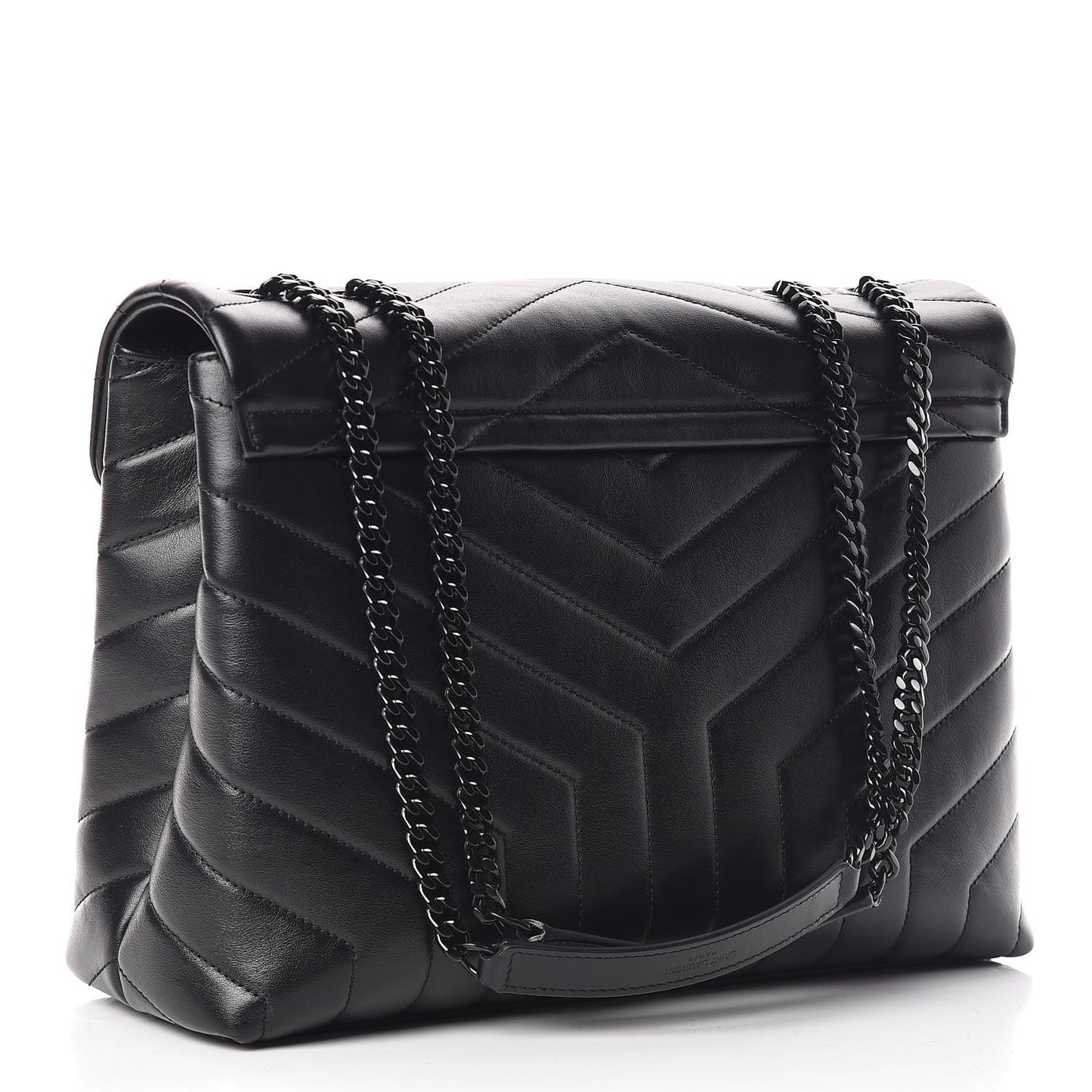 Calfskin Y Quilted Monogram Medium Loulou Chain Satchel Black