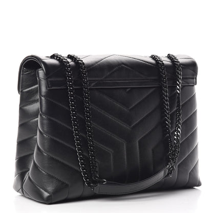 Saint Laurent Calfskin Y Quilted Monogram Medium Loulou Chain Satchel Black 3 of 10