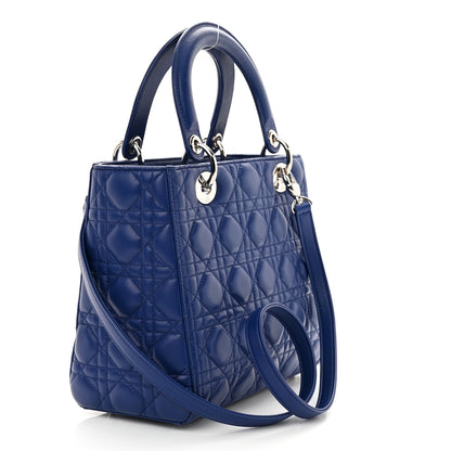 Christian Dior Lambskin Cannage Medium Lady Dior Blue 3 of 11