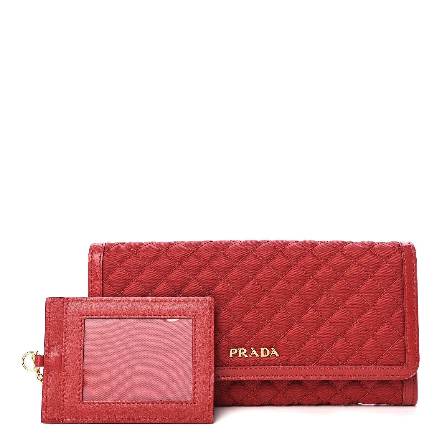 Prada Tessuto Nylon Quilted Continental Flap Wallet Fuoco 1 of 8