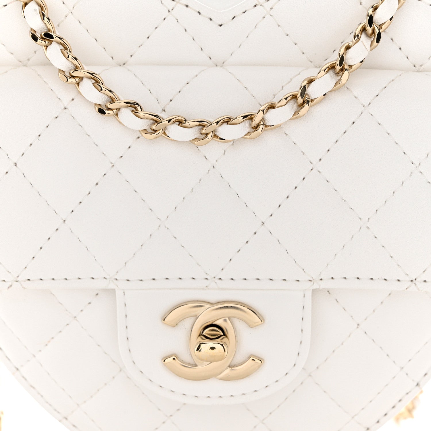 Chanel Lambskin Quilted CC In Love Heart Bag White 8 of 10
