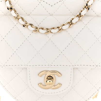Chanel Lambskin Quilted CC In Love Heart Bag White 8 of 10