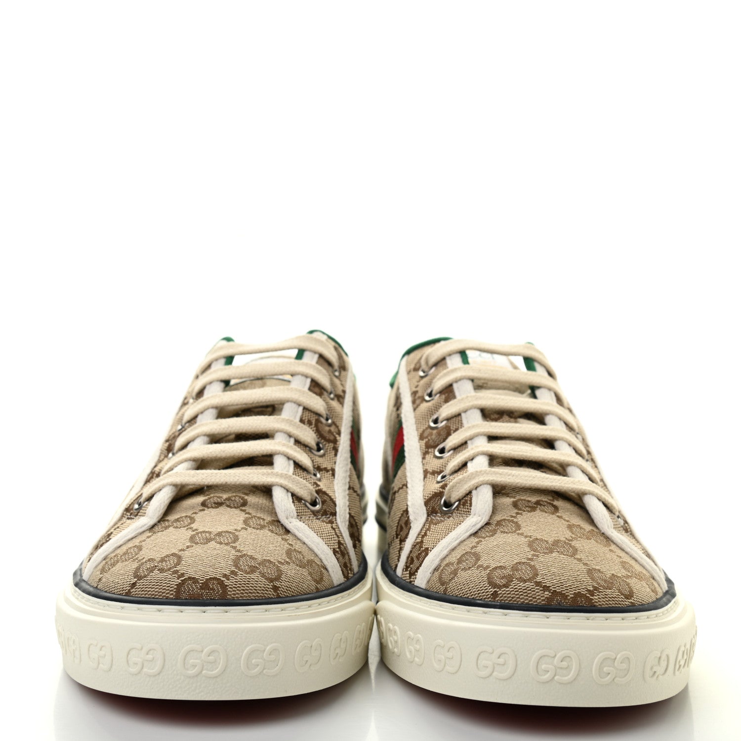 Gucci GG Monogram Web Mens 1977 Tennis Sneakers 9 Beige Ebony Mystic White 2 of 7