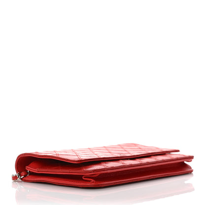 Chanel Lambskin Diamond Stitched Wallet On Chain WOC Red 4 of 12