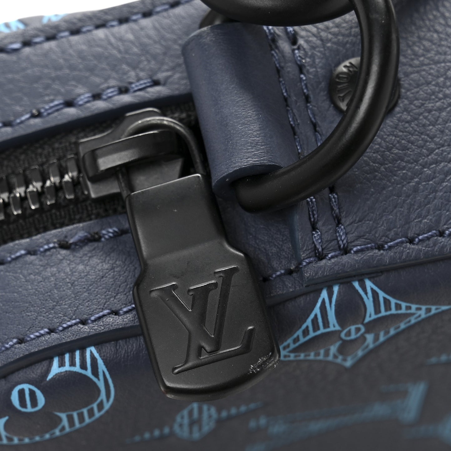Calfskin Monogram Shadow Trio Messenger Navy River Blue