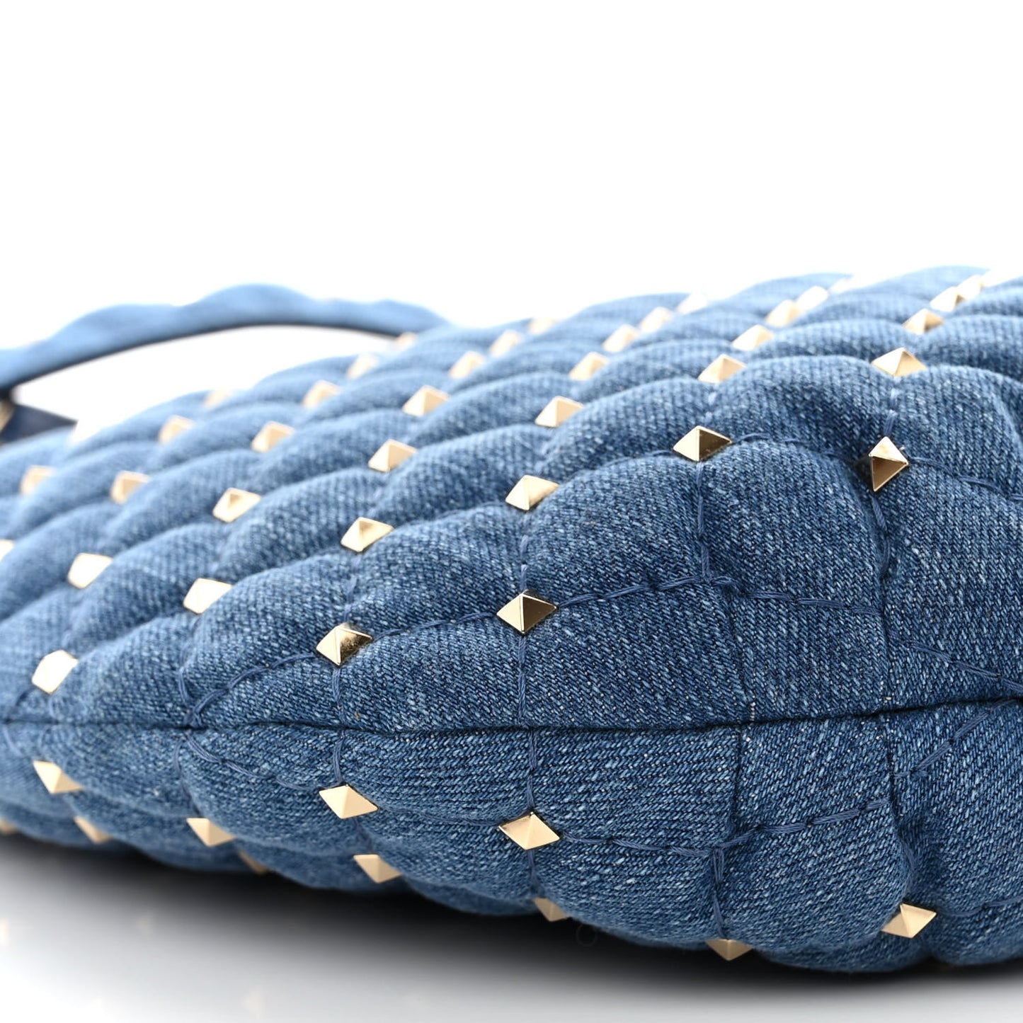 Denim Small Rockstud Spike Hobo Light Denim