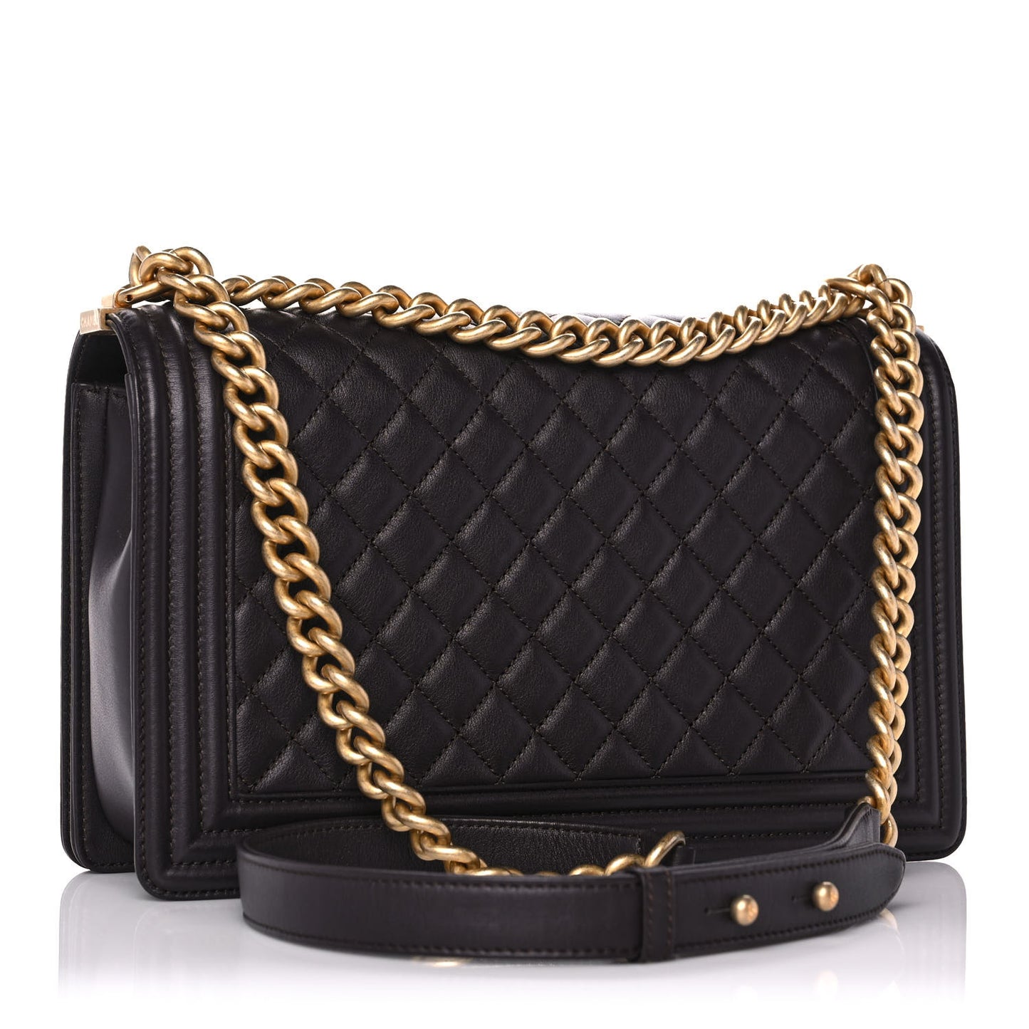 Calfskin Quilted New Medium Boy Flap Dark Brown