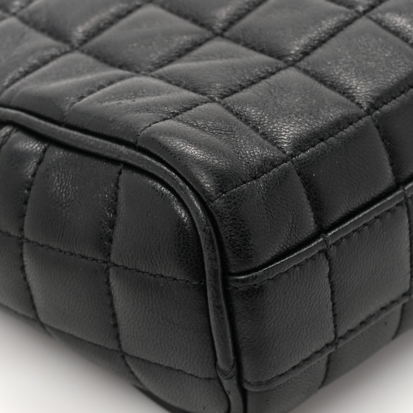 Lambskin Carre Quilted Cassandre Mini Camera Bag Black