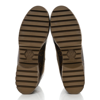 Louis Vuitton Suede Calfskin Monogram Laureate Platform Desert Boots 40 Taupe 5 of 9