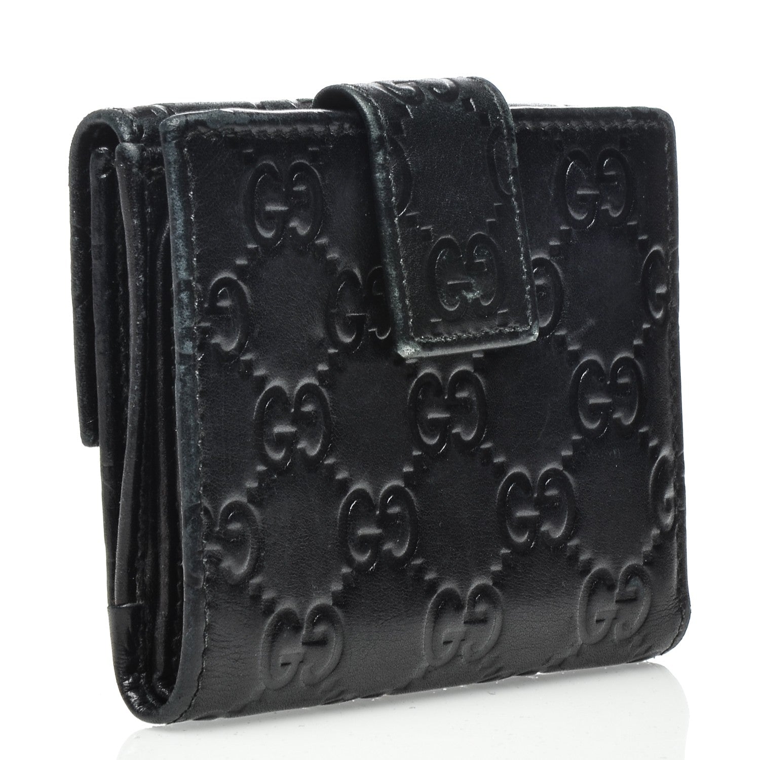 Gucci Guccissima Metal Bar French Flap Wallet Black 3 of 11