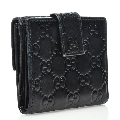 Gucci Guccissima Metal Bar French Flap Wallet Black 3 of 11