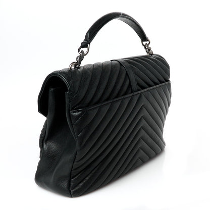 Saint Laurent Sheepskin Matelasse Chevron Monogram Large College Satchel Black 3 of 10