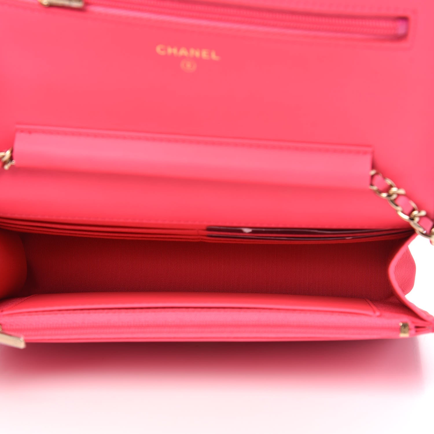 Chanel Patent Calfskin Quilted Wallet On Chain WOC Pink 5 of 11