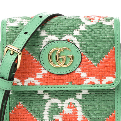 Gucci Straw Textured Dollar Calfskin Miami Mini Crossbody Deep Orange New Shamarock Off White Peanut Brown 7 of 10