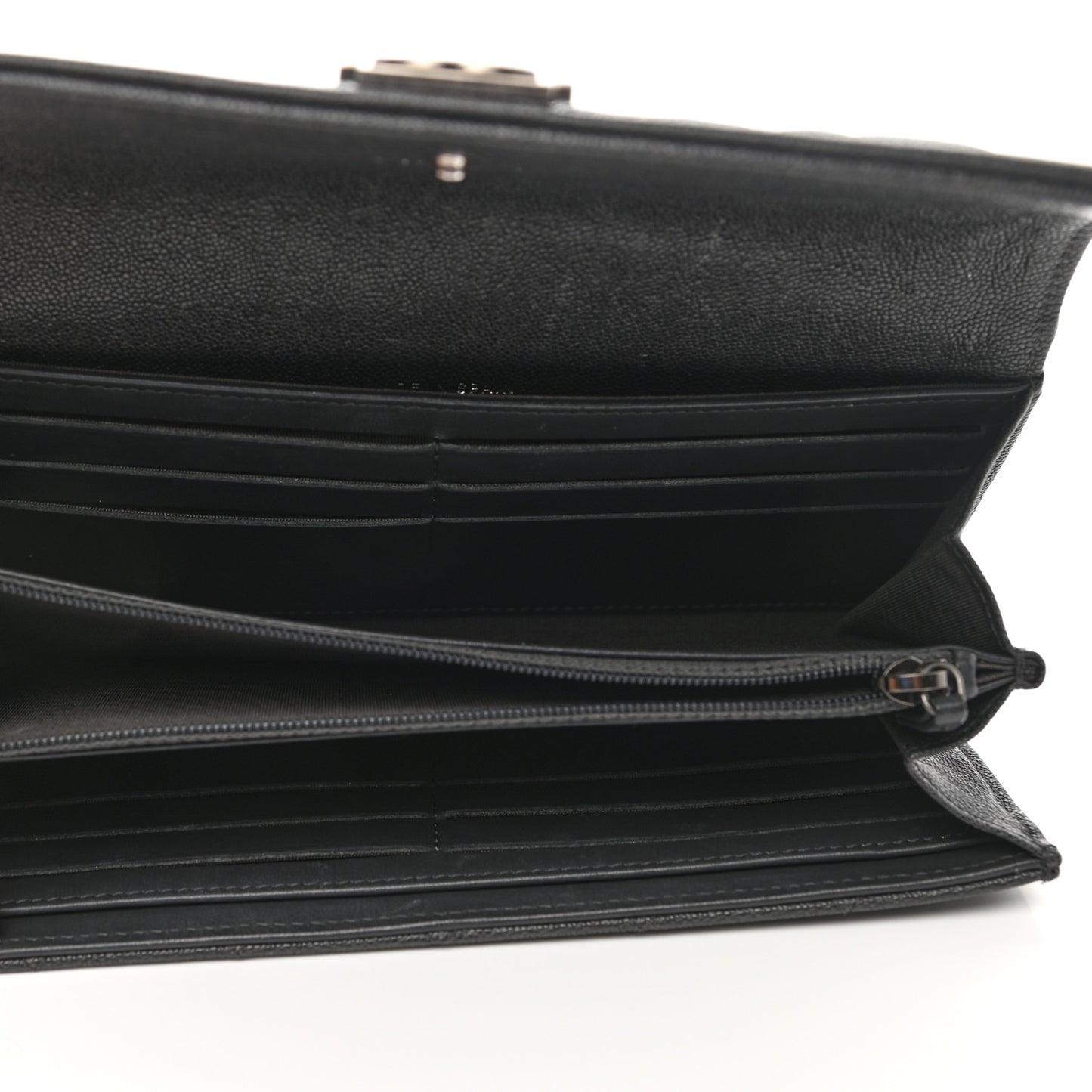 Caviar Quilted Large Boy Gusset Flap Wallet Charcoal