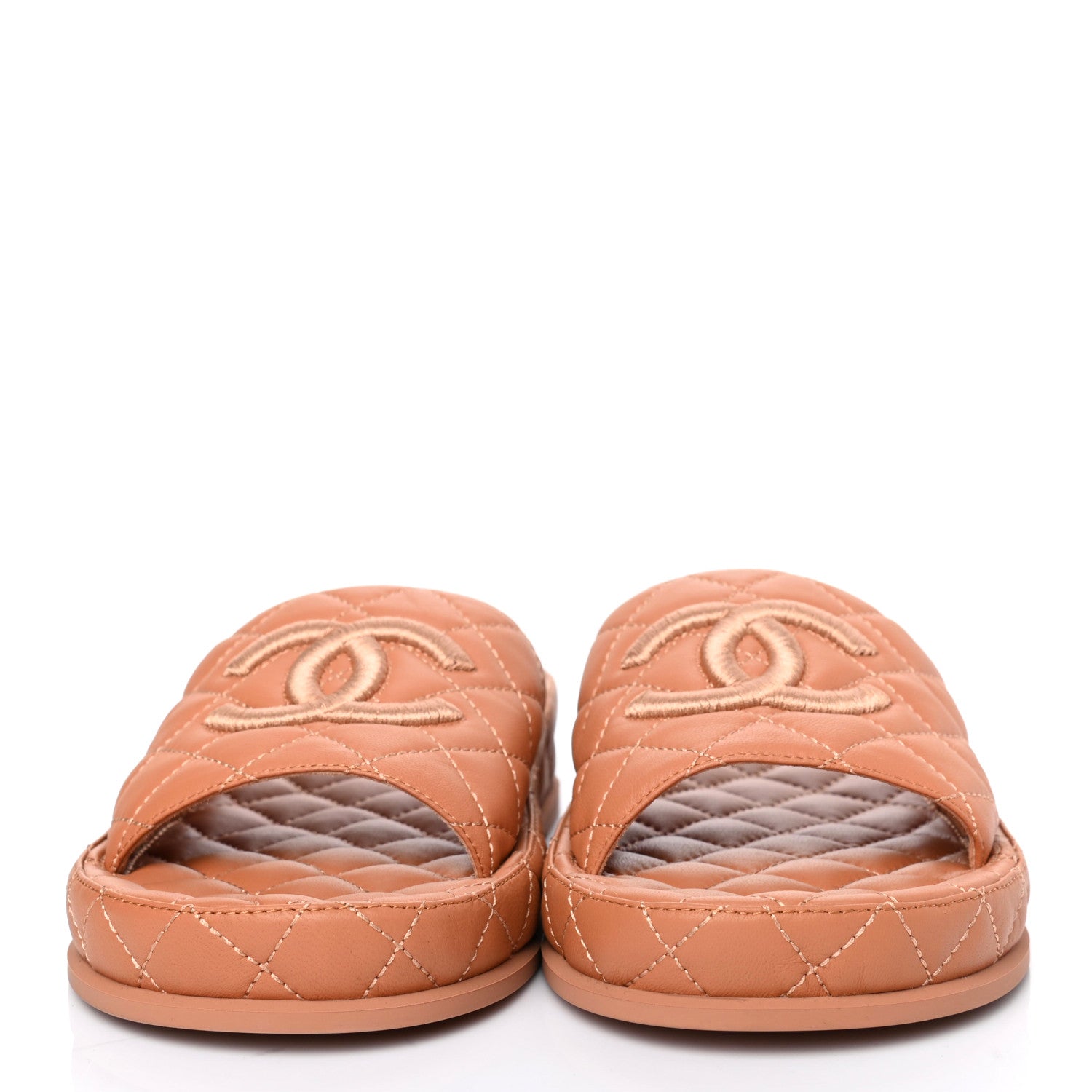 Chanel Lambskin Quilted CC Mules Sandals 39 Brown 2 of 15