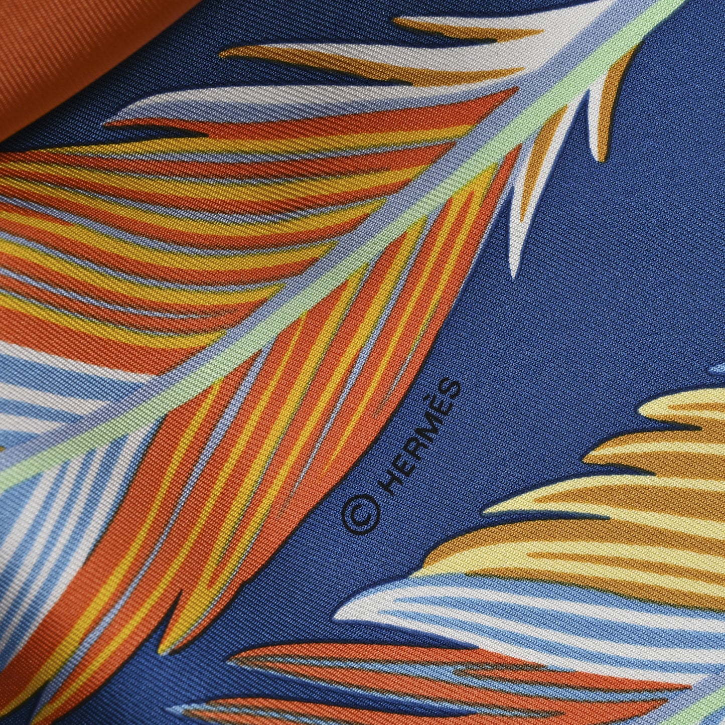 Silk Giant Toucans De Paradis Scarf 140 Bleu Cobalt Orange