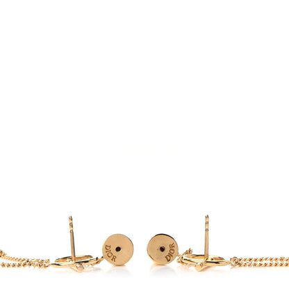 Christian Dior Pearl Crystal Star Chain Earrings Gold 3 of 4