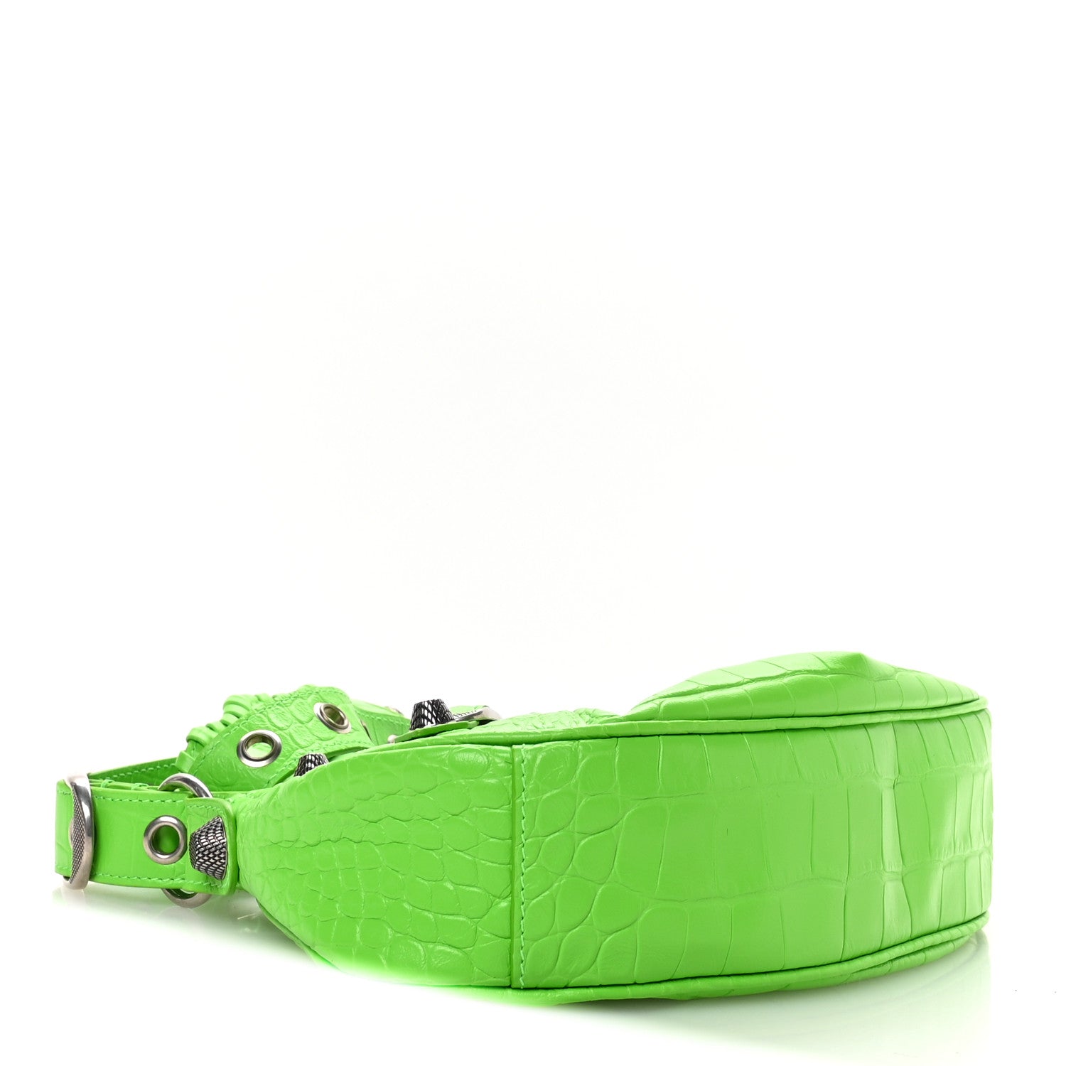 Balenciaga Extra Supple Calfskin Crocodile Embossed Le Cagole Shoulder Bag XS Acid Green 5 of 11
