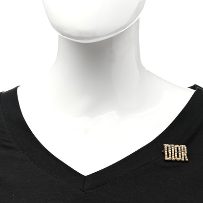 Christian Dior Pearl Dior Logo Brooch Gold 2 of 3