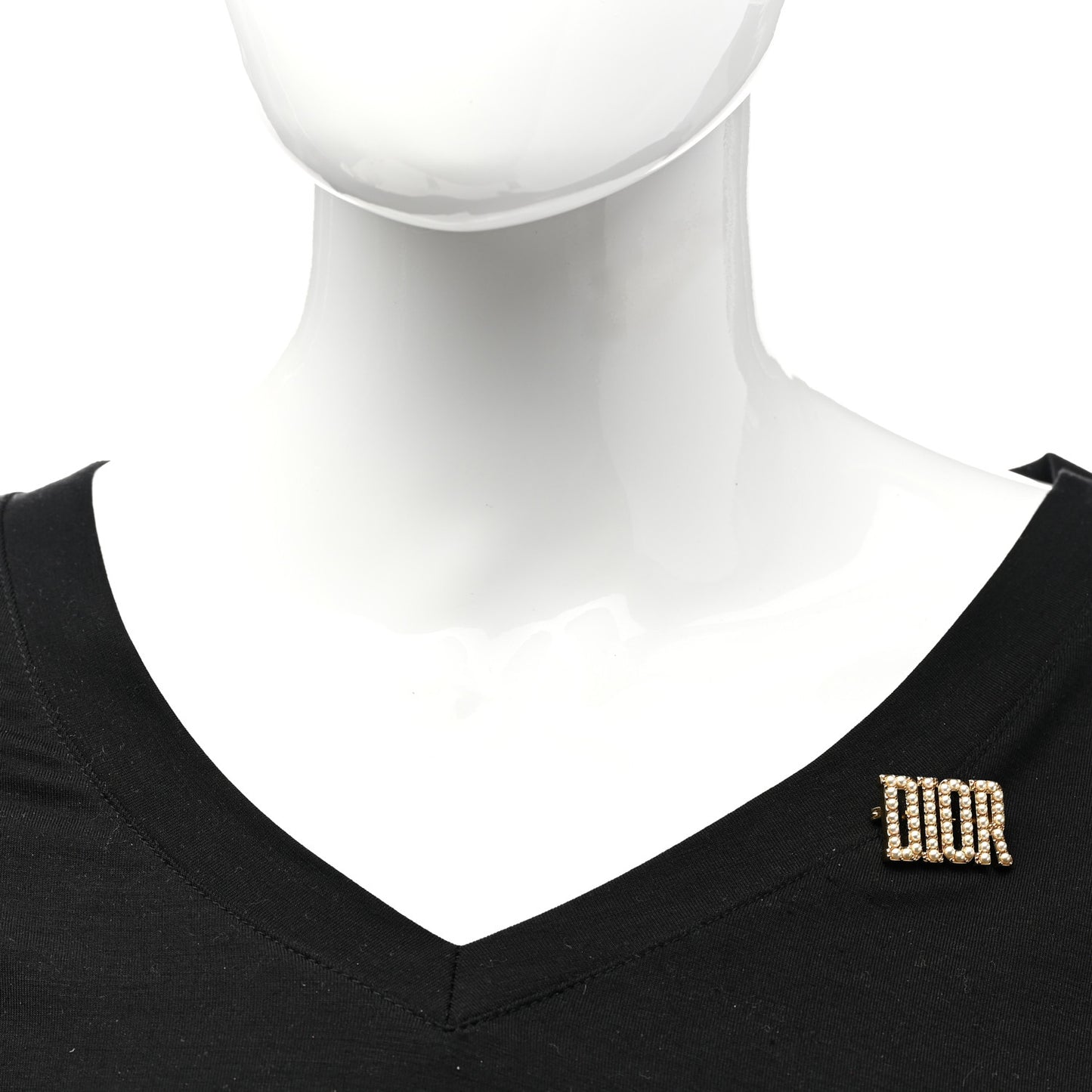 Pearl Dior Logo Brooch Gold