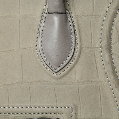 Celine Crocodile Embossed Nubuck Medium Phantom Luggage Grey 9 of 24