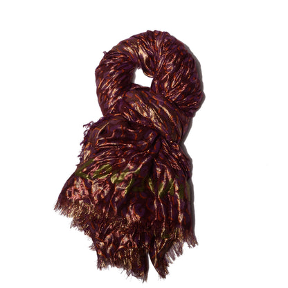 Louis Vuitton Cashmere Silk Leopard Disco Etole Stole Prune 1 of 7