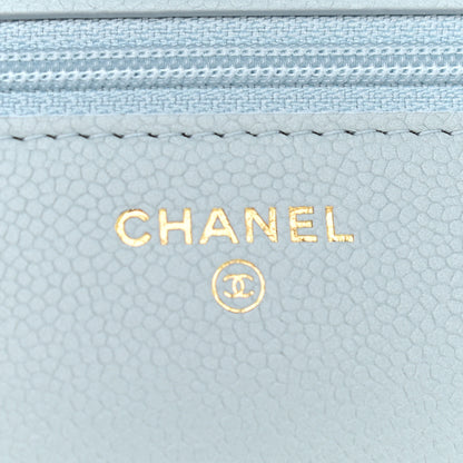 Chanel Caviar Quilted Tiny CC Wallet On Chain WOC Light Blue 6 of 10