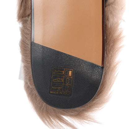 Gucci Goatskin Fur Web GG Mens Princetown Slippers 11 Cocoa 7 of 8
