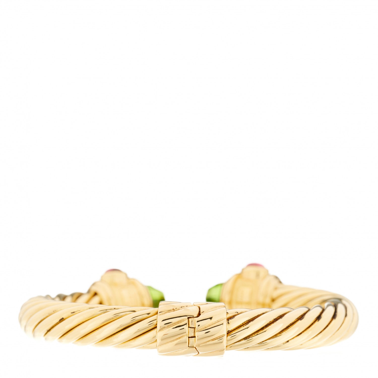 David Yurman 18K Yellow Gold Peridot Tanzanite Pink Tourmaline 10mm Renaissance Cable Bracelet 2 of 6