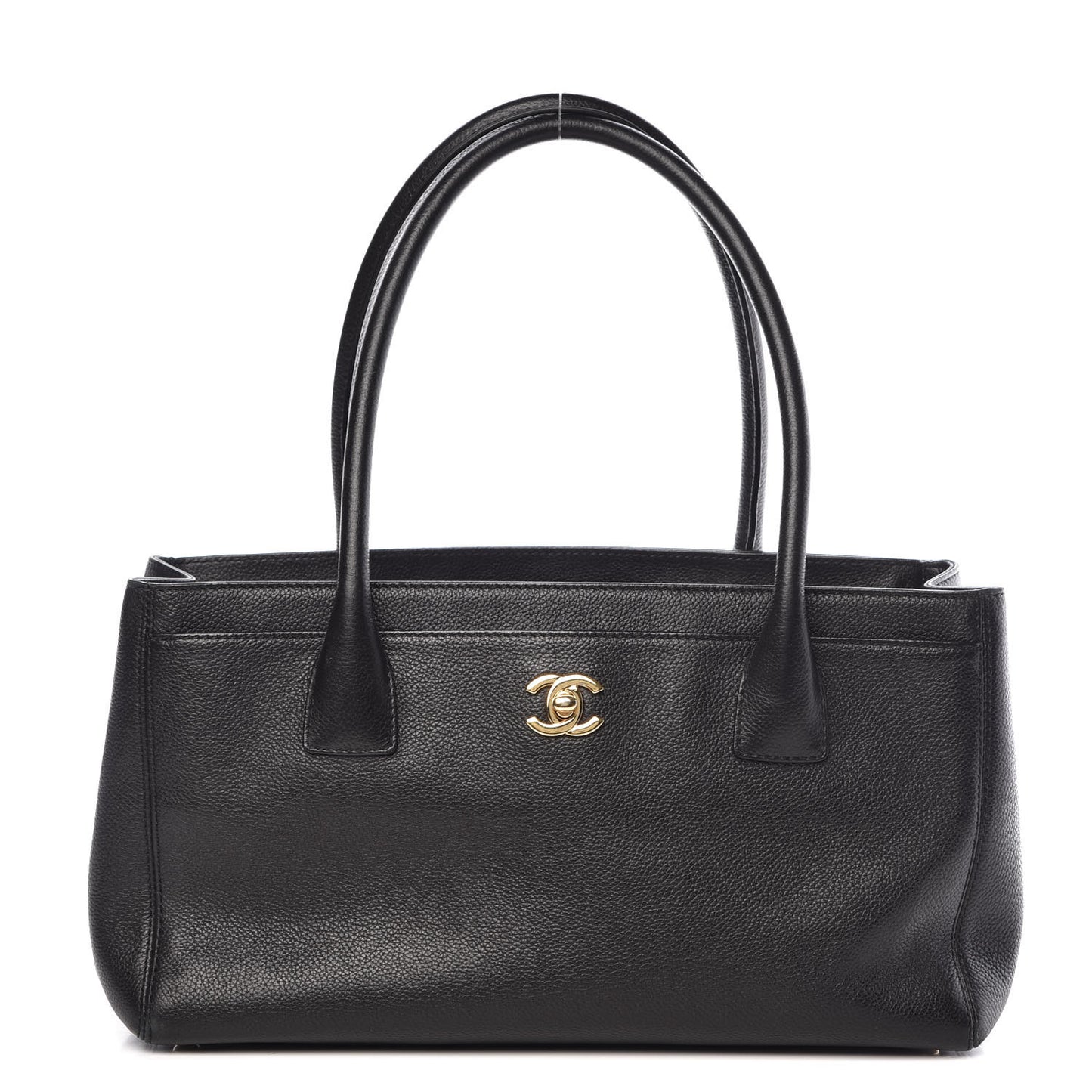 Calfskin Small Cerf Executive Shopper Tote Black