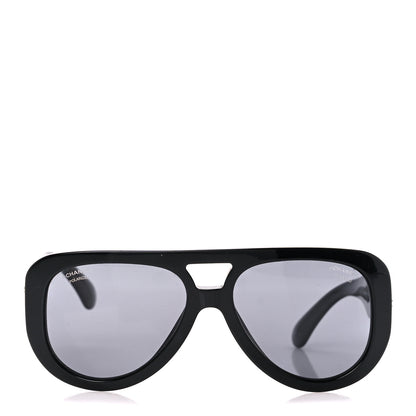 Chanel Resin Crystal Polarized Sunglasses 5423-B Black 2 of 8