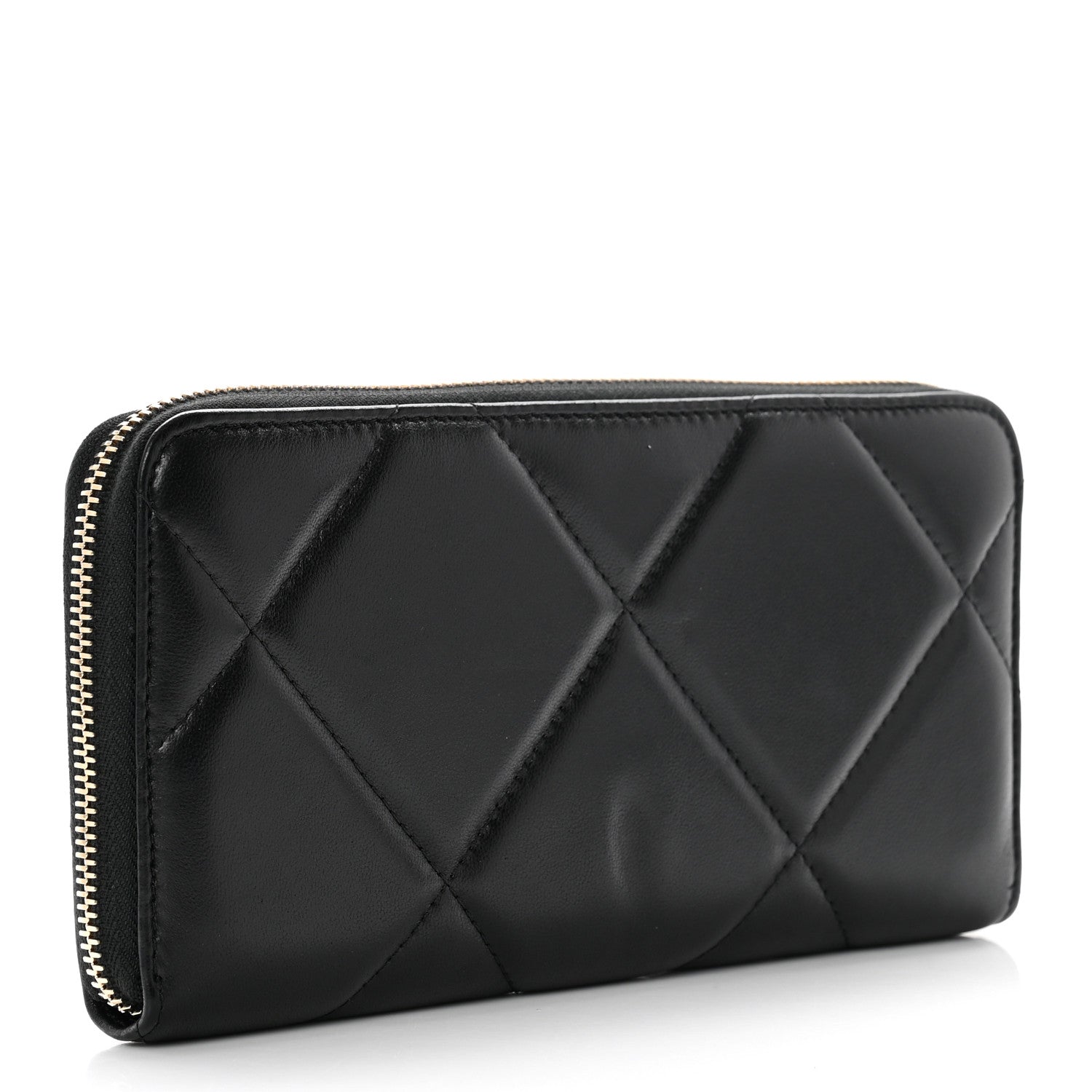 Chanel Lambskin Quilted 19 Long Zipped Around Wallet Black 3 of 8